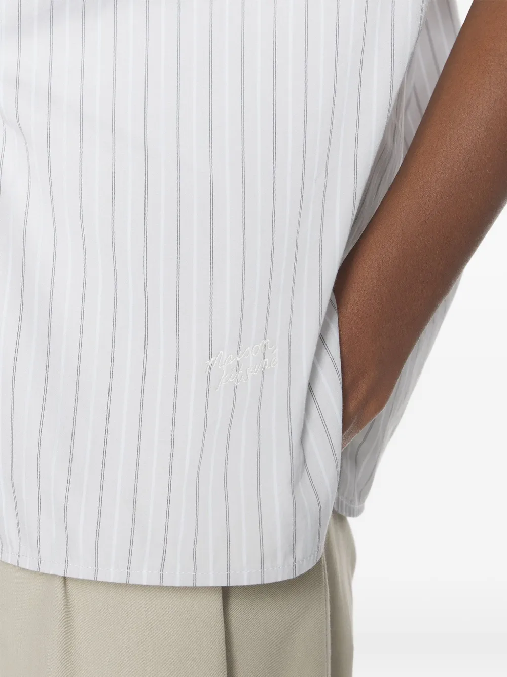 Maison Kitsuné Gestreept blouse Wit