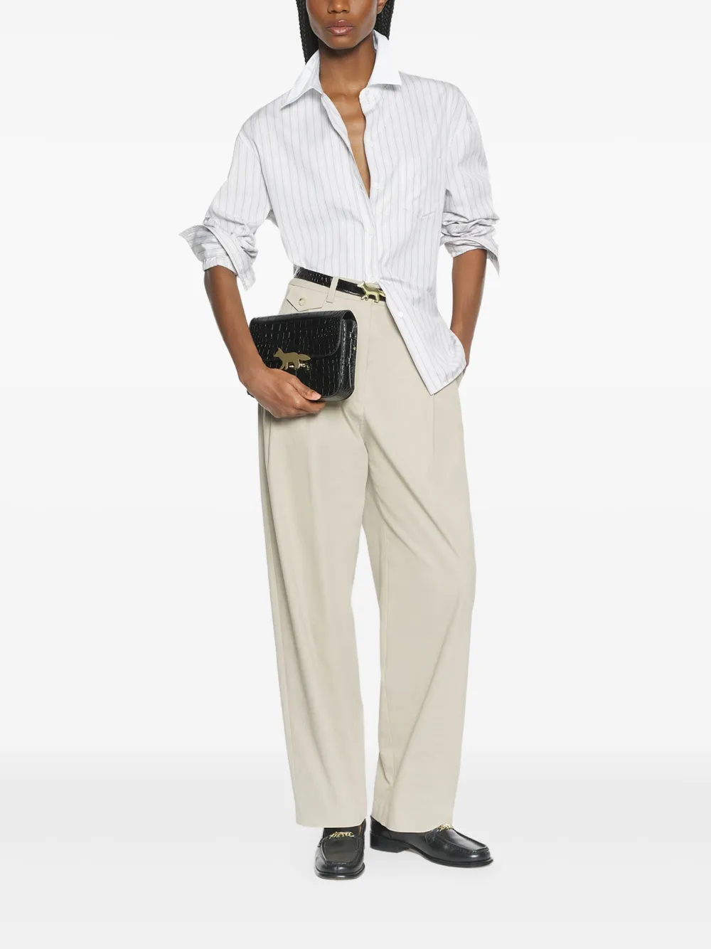 Maison Kitsuné Gestreept blouse Wit