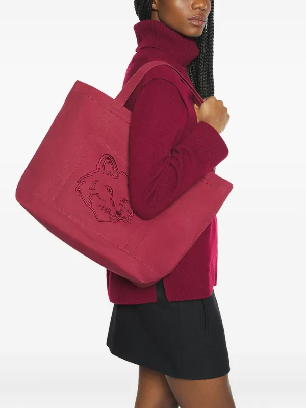Maison Kitsuné Large Fox Head Tote Bag | Red | FARFETCH