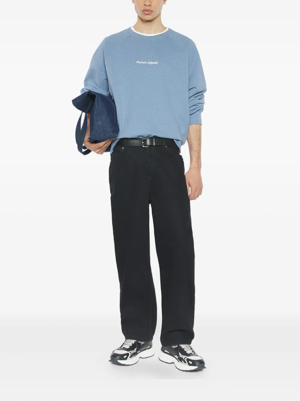 Maison Kitsuné belt-loops denim trousers - Zwart