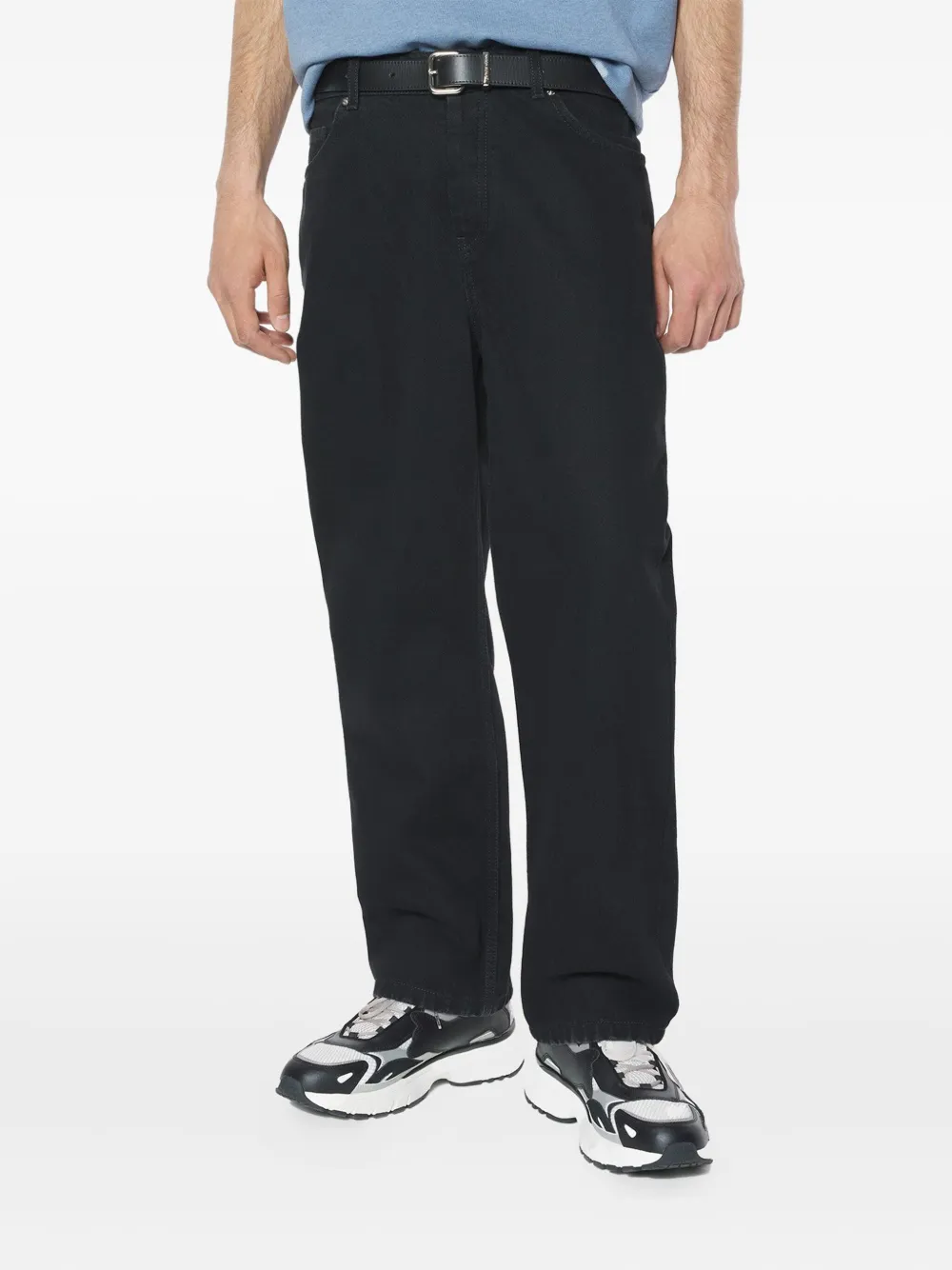 Maison Kitsuné Denim broek met riemlussen Zwart