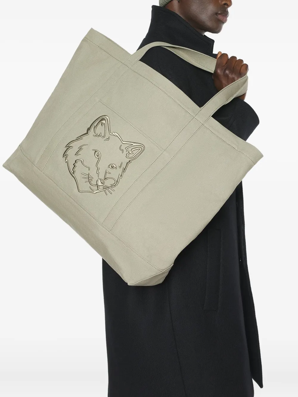 Maison Kitsuné Fox Head XL shopper Beige