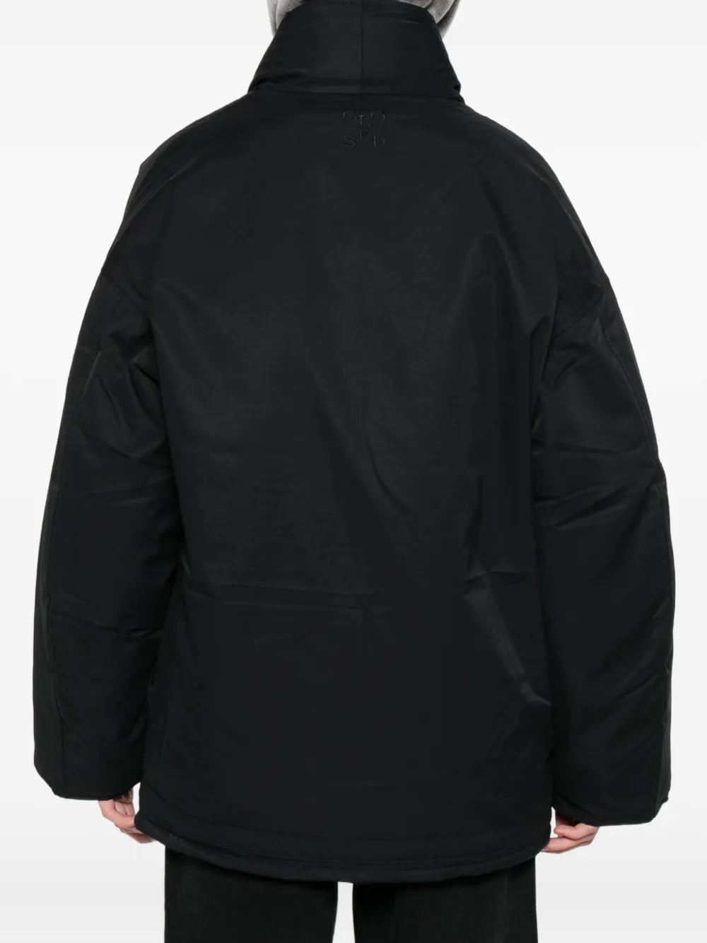 Closed Reversible Button Pocket Jacket In Black