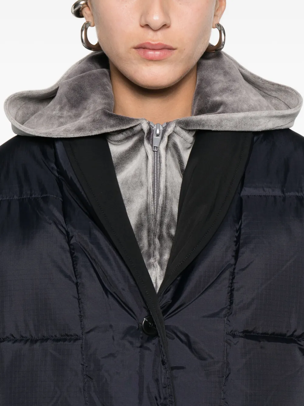 Closed Reversible Button Pocket Jacket In Black