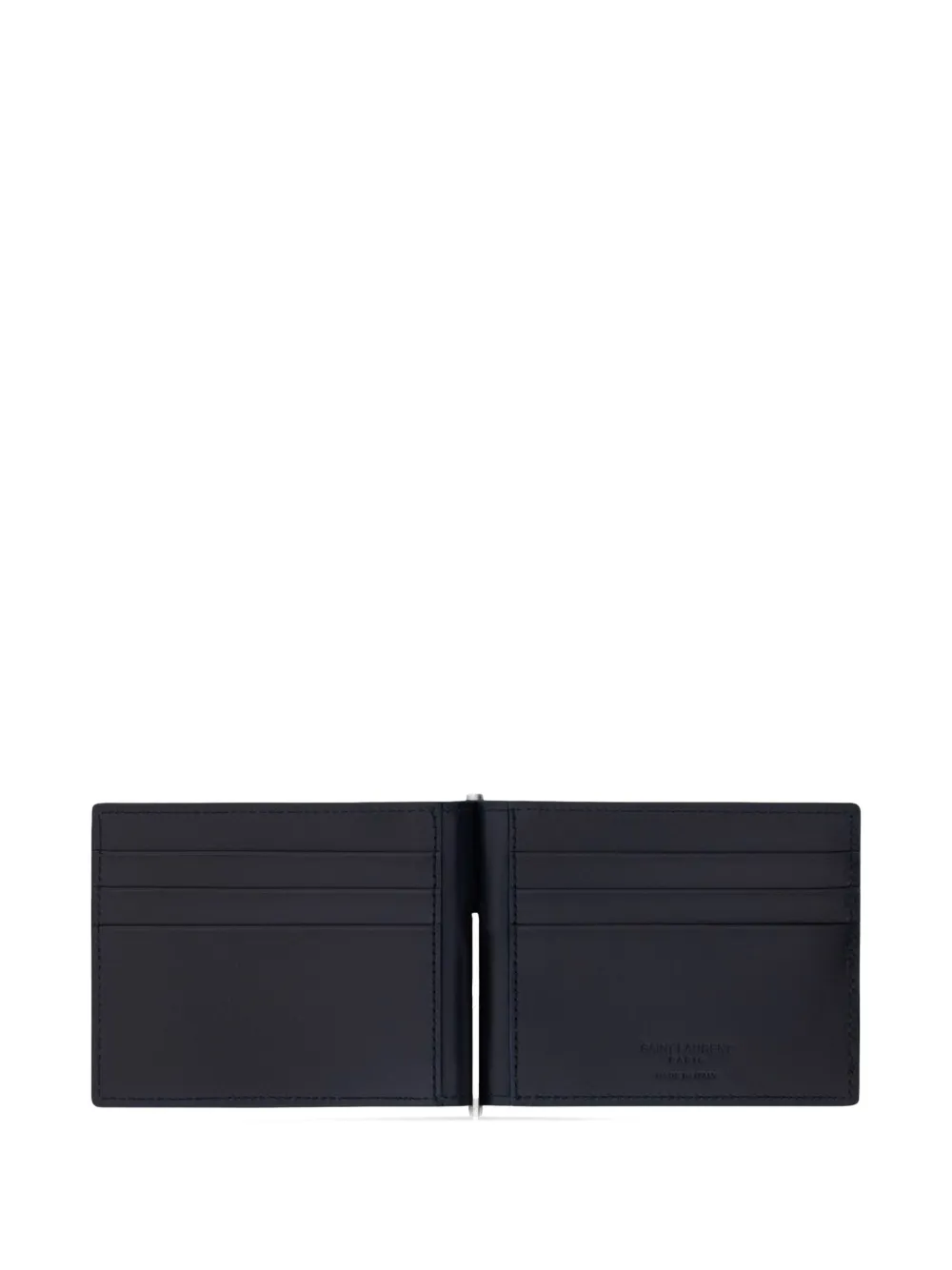 Saint Laurent Bill Clip Wallet In Smooth Leather In Blue