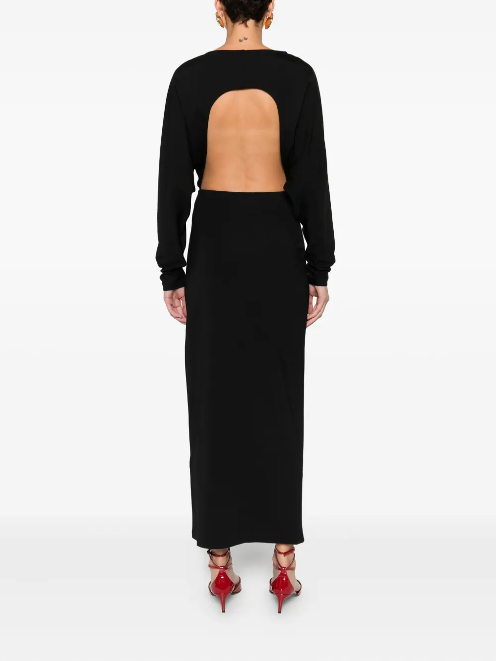 Mar De Margaritas Long-sleeve Maxi Dress In Black
