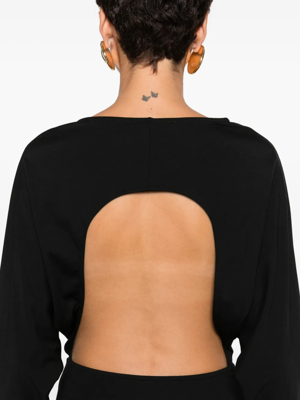 Mar De Margaritas Long-sleeve Maxi Dress In Black