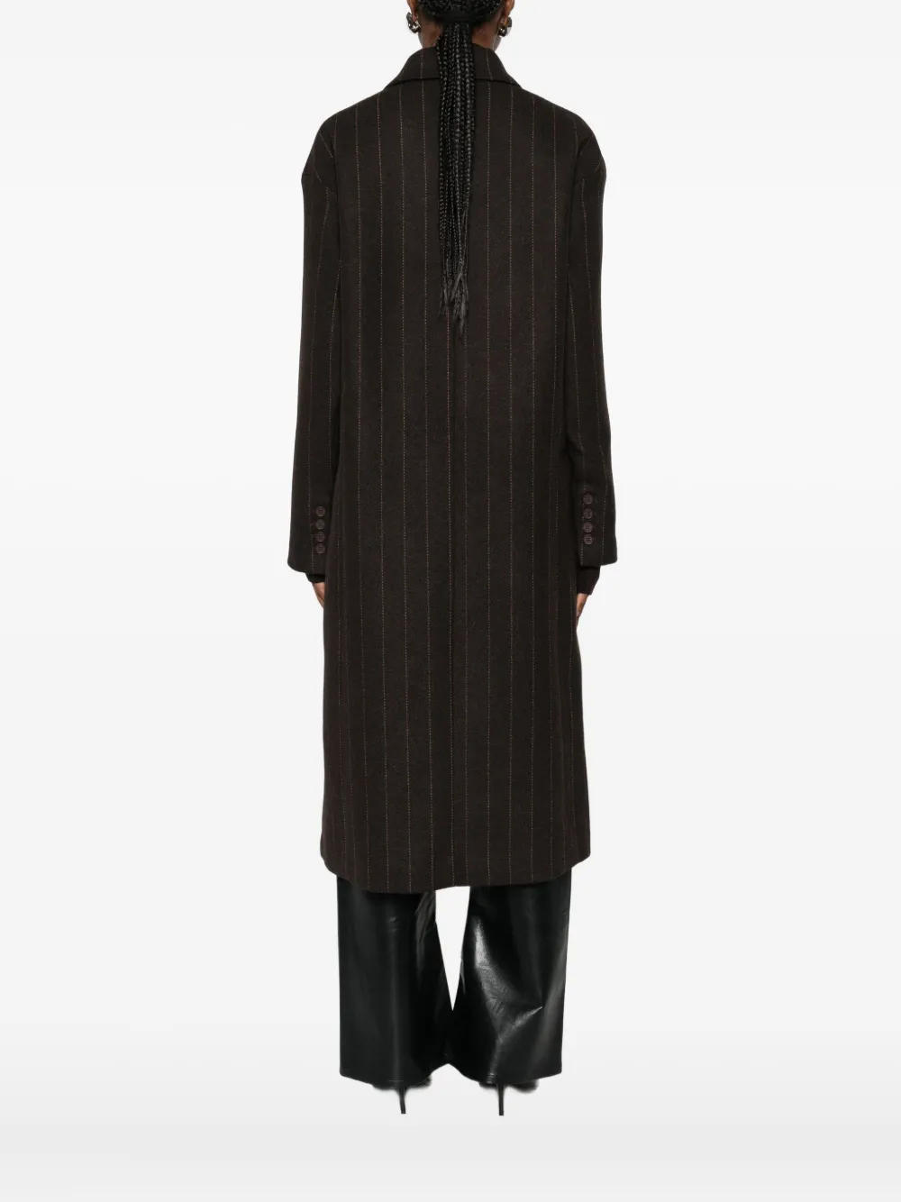 Mar De Margaritas Pinstriped Coat In Brown