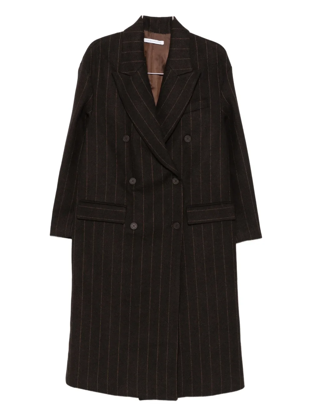Mar De Margaritas Pinstriped Coat In Brown