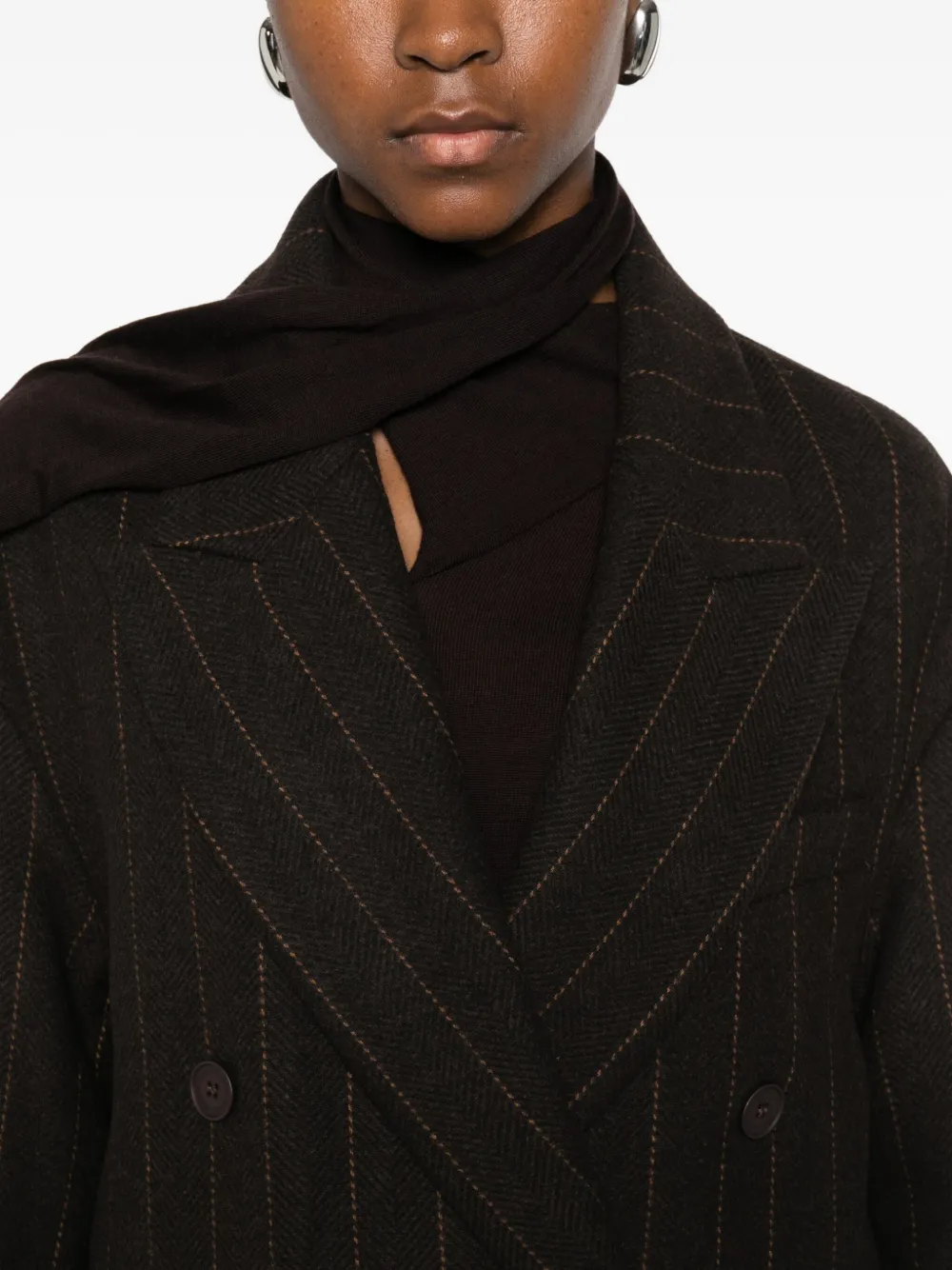 Mar De Margaritas Pinstriped Coat In Brown