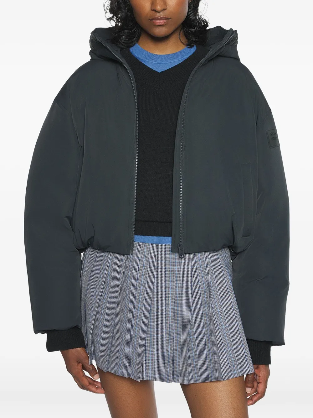 Maison Kitsuné Hooded Zip-up Puffer Jacket In Black