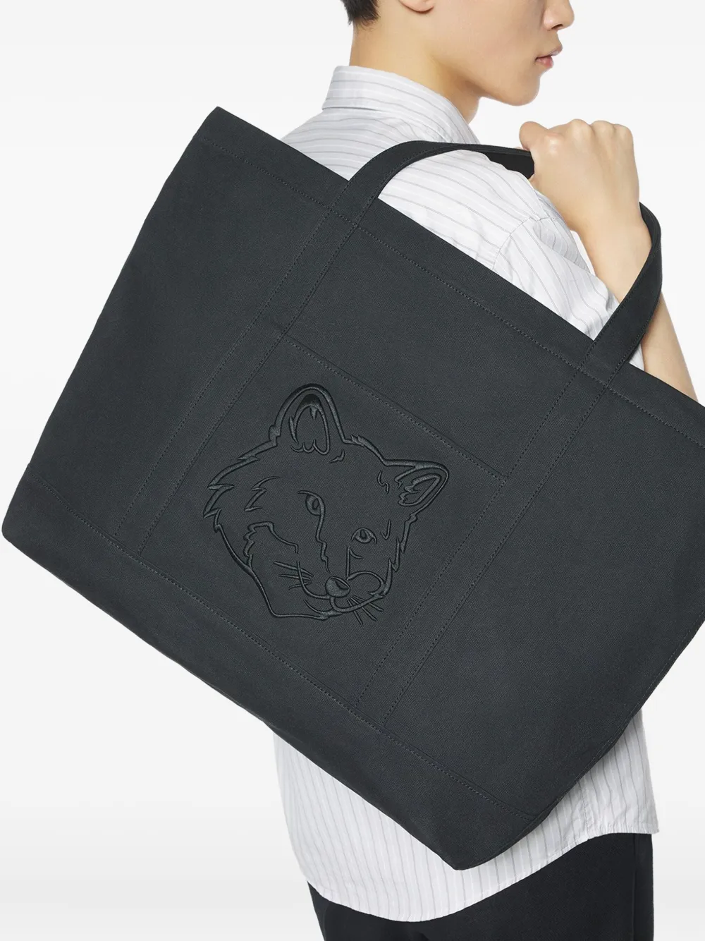Maison Kitsuné large Fox Head tote bag - Zwart