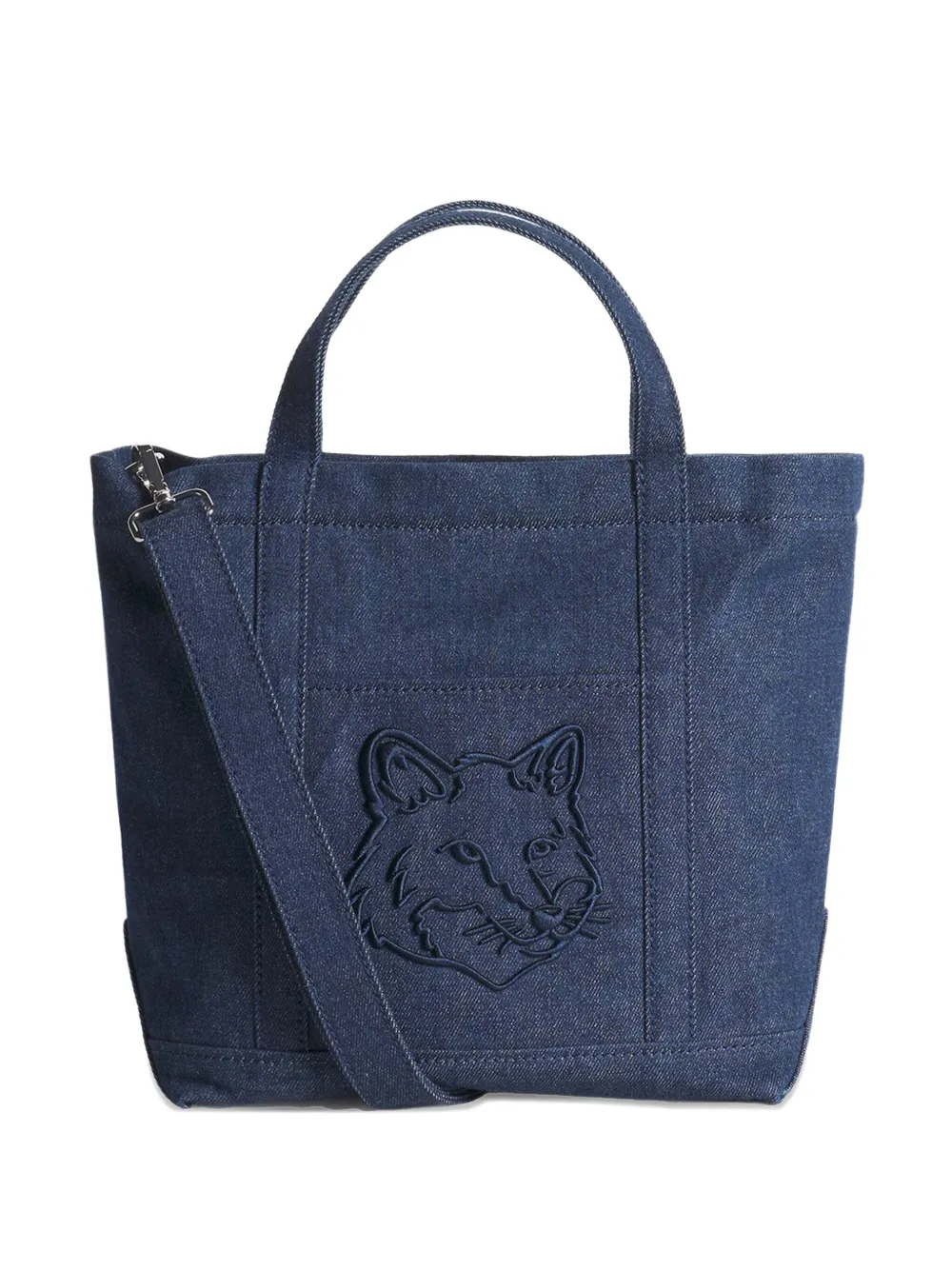 Maison Kitsuné Small Fox Head Tote Bag In Blue