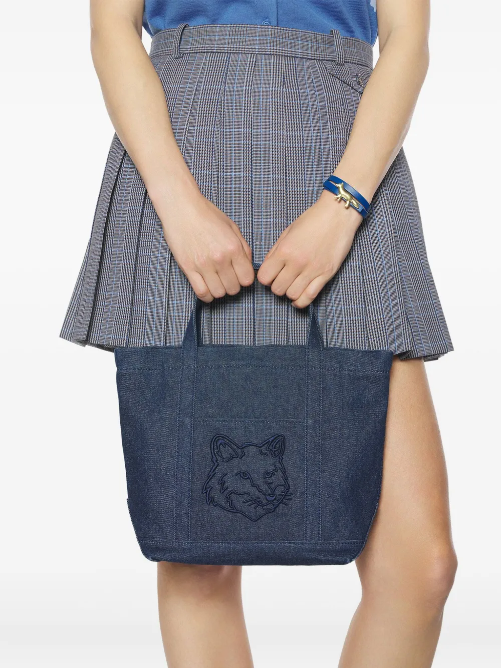 Maison Kitsuné Small Fox Head Tote Bag In Blue