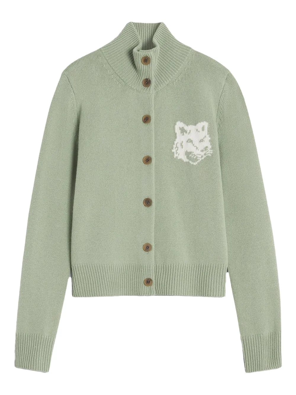 Maison Kitsuné Button-fastening Cardigan In Green