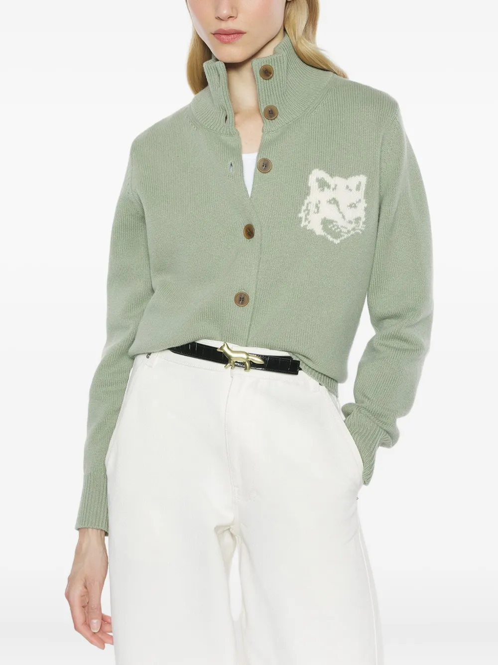 Maison Kitsuné Wollen vest Groen