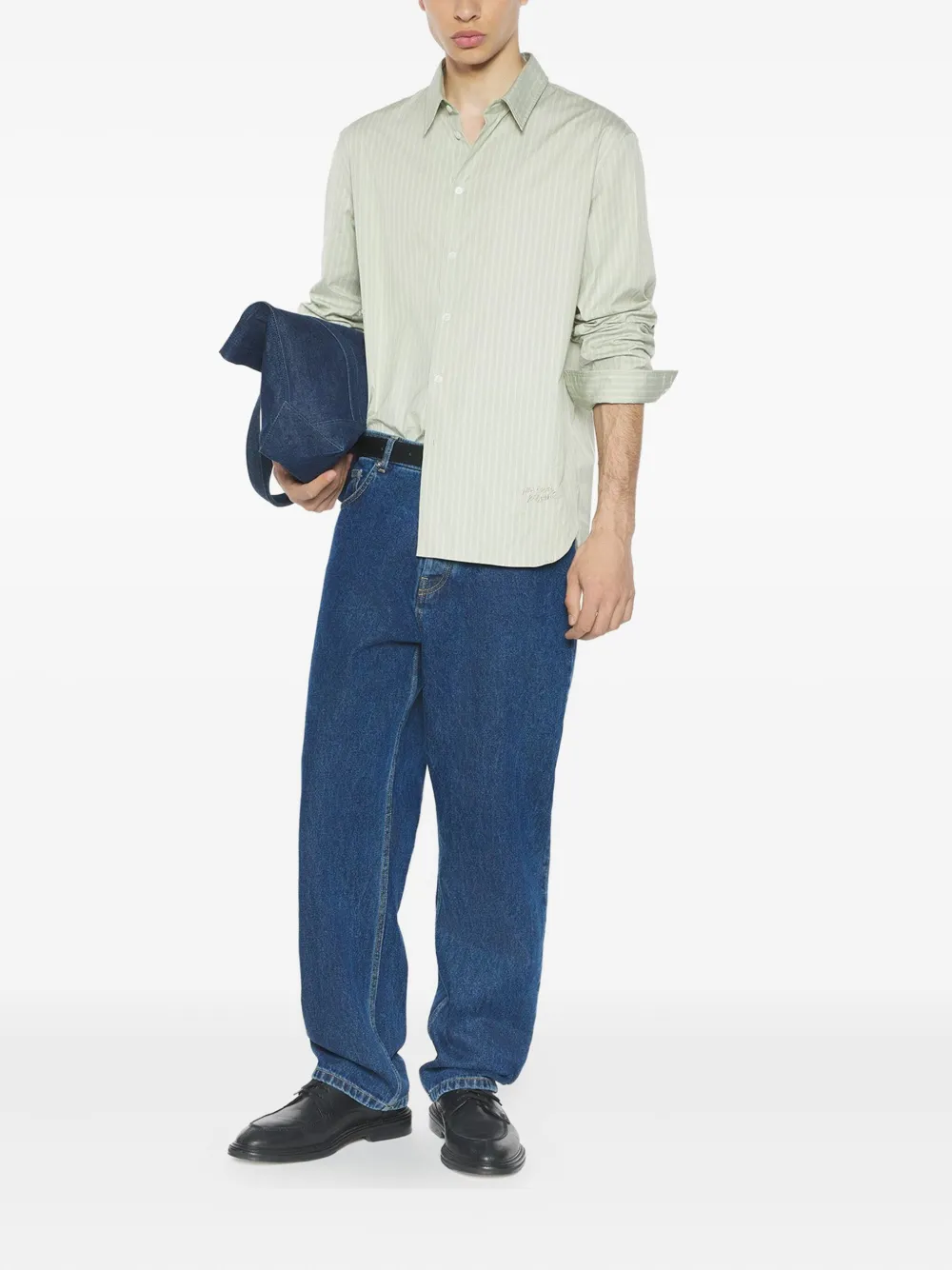 Maison Kitsuné striped-pattern shirt - Groen