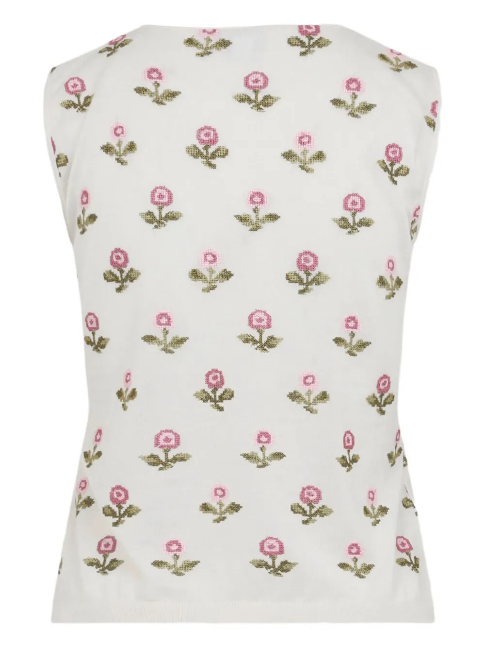 Giambattista Valli Fitted Floral-patterned Cashmere-silk Top In White