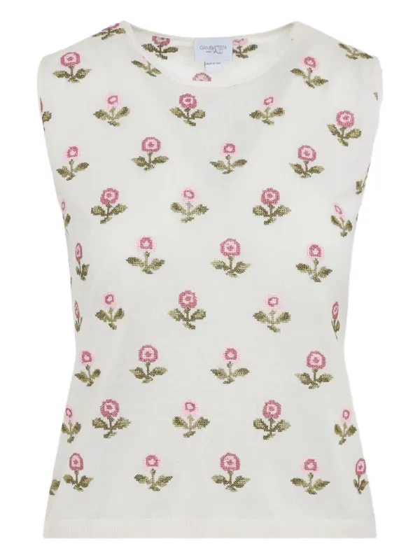 Giambattista Valli Floral Tank Top in White