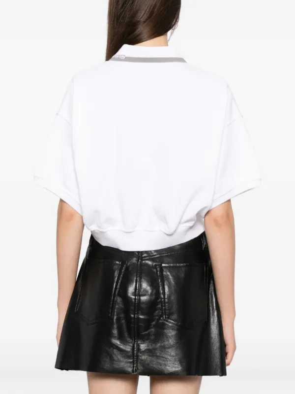 Alexander Wang Cropped Cinched Cotton Polo | White | FARFETCH