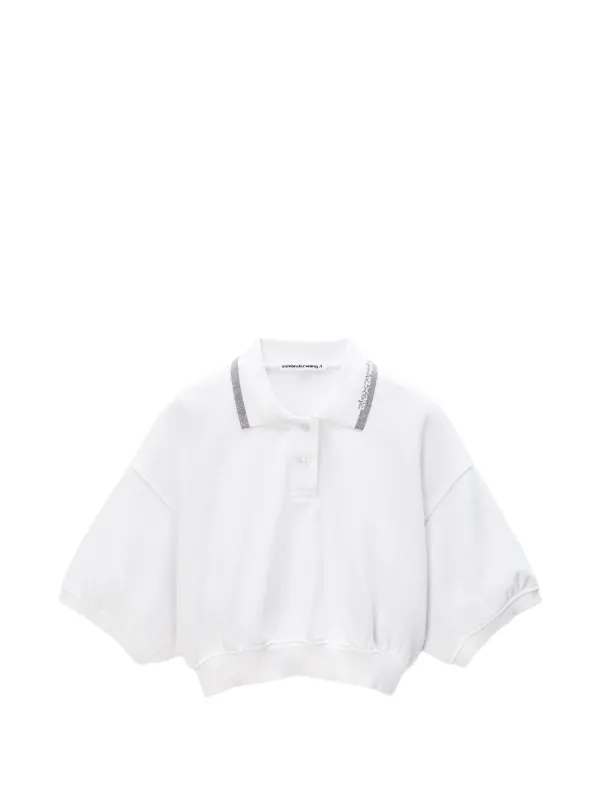 Alexander Wang Cropped Cinched Cotton Polo in White
