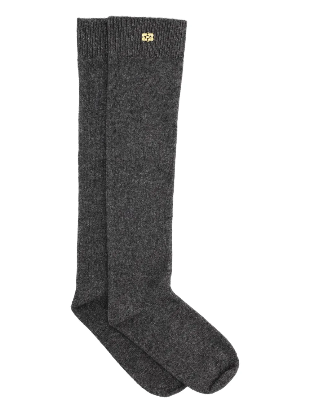 Ganni Logo Socks In Gray