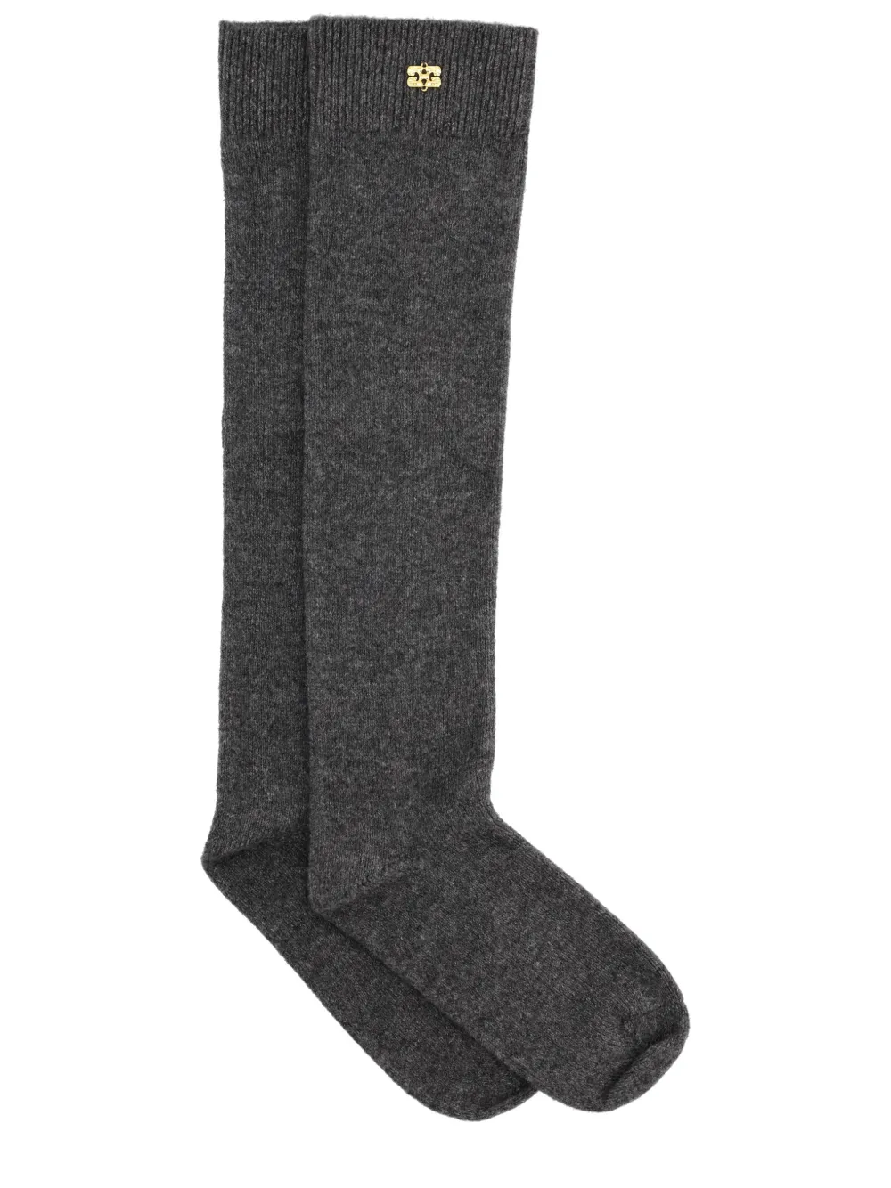 Ganni Logo Socks In Gray