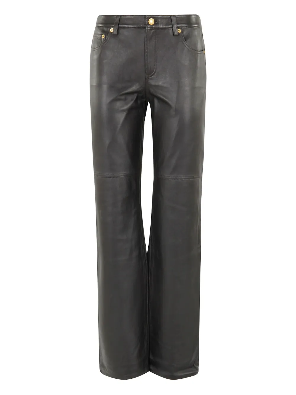 Michael Michael Kors Straight Leg Leather Pant In Gray