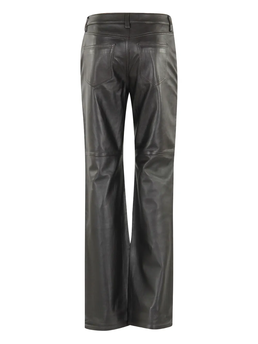 Michael Michael Kors Straight Leg Leather Pant In Gray