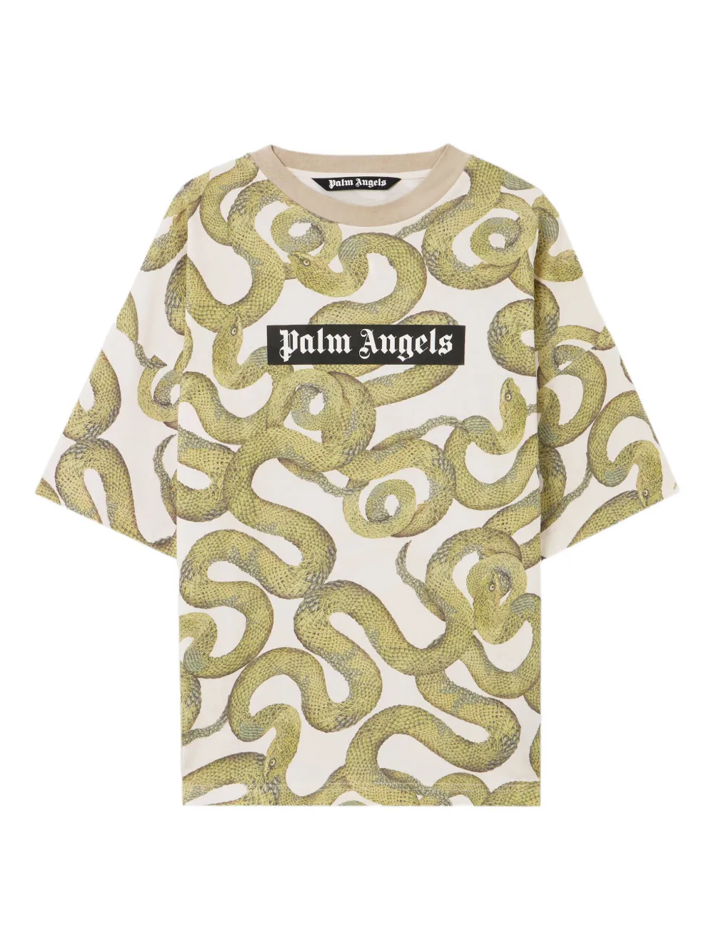 Palm Angels snake-pattern logo T-shirt | Neutrals | Image 1
