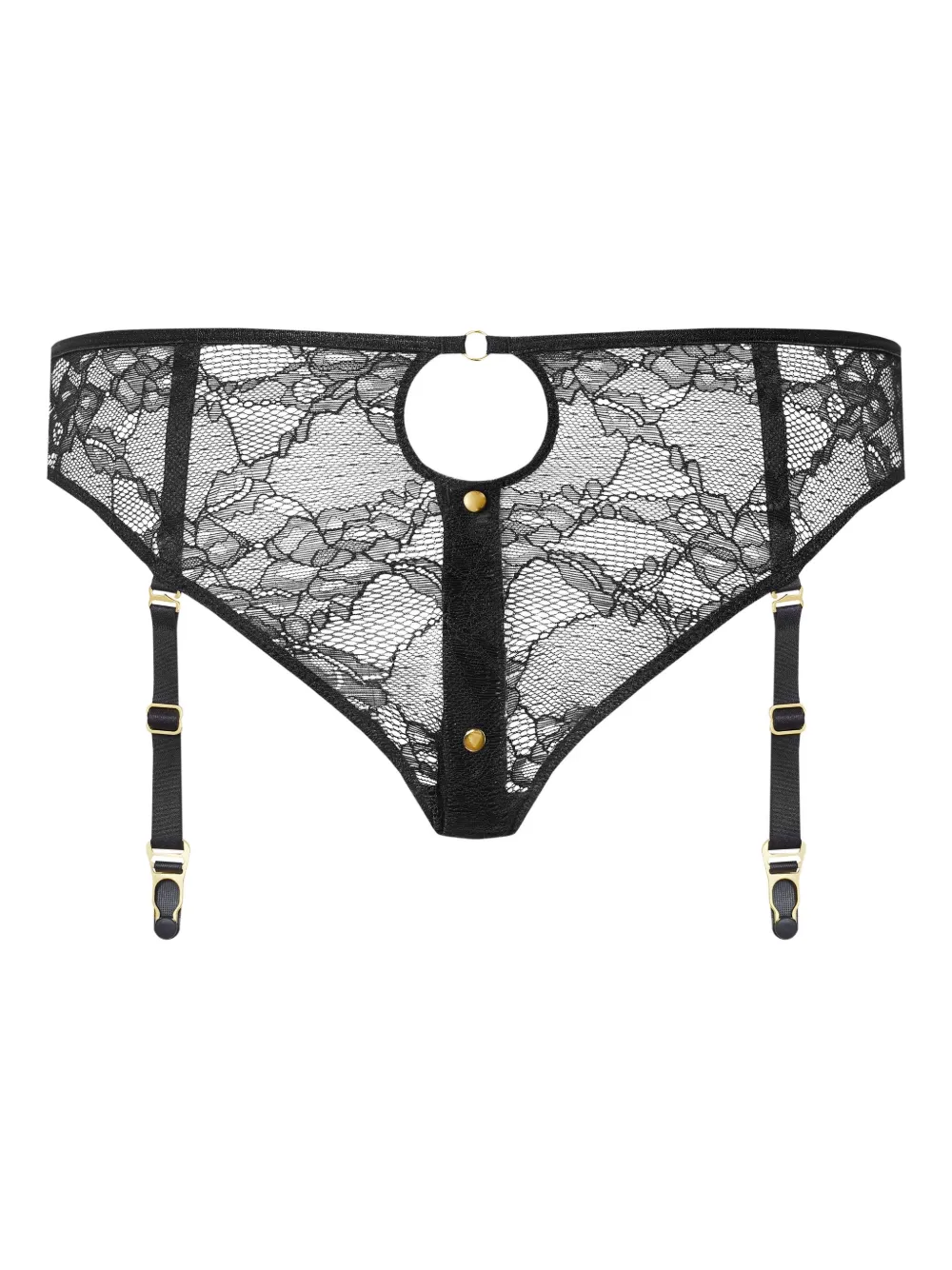 Maison Close Jeux Magnétiques lace suspender panty - Zwart