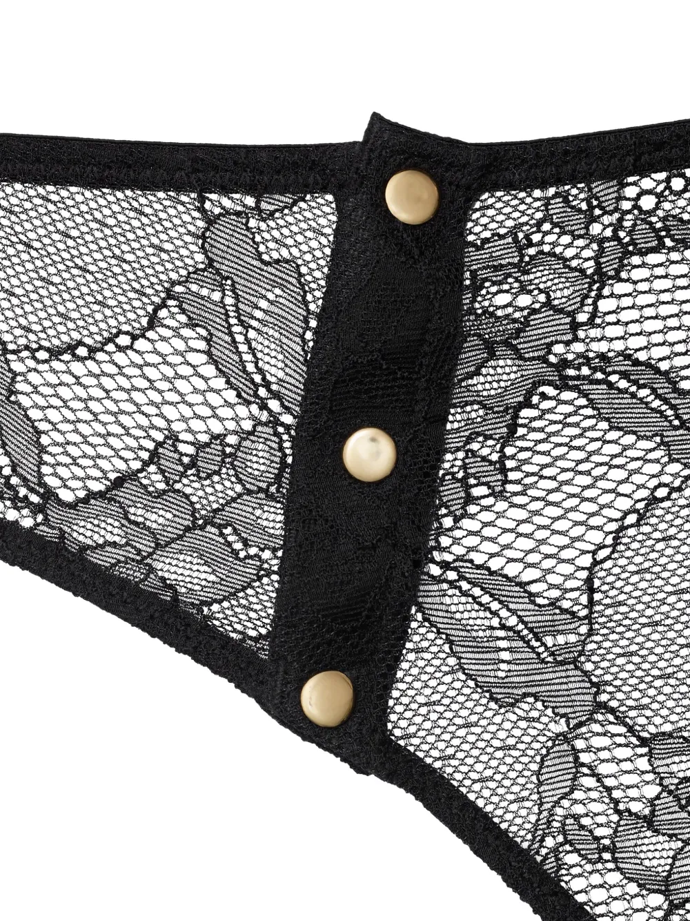 Maison Close Lace Button High-waist Thong In Black