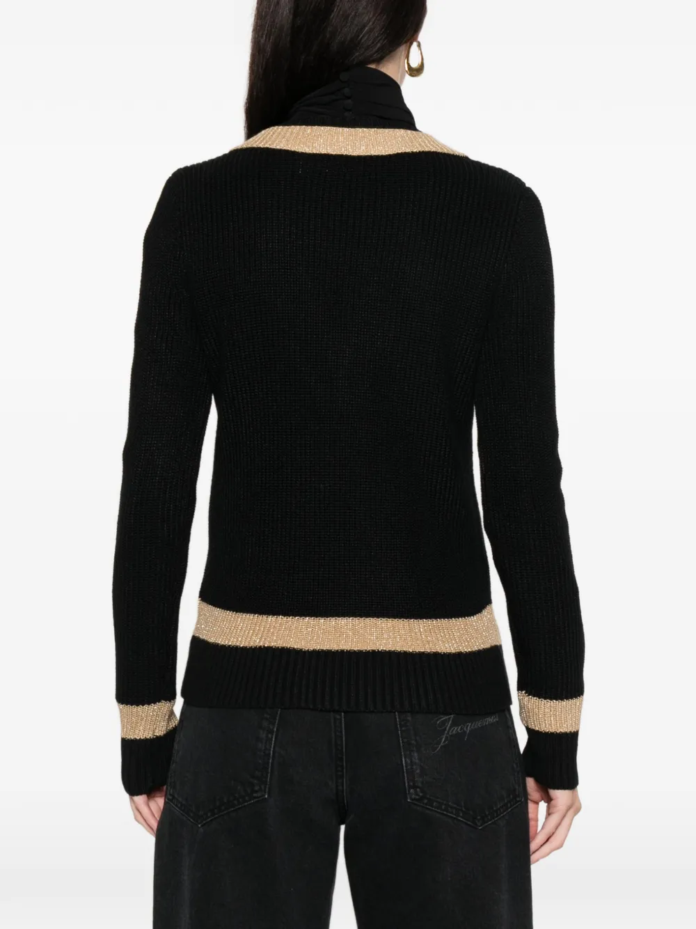 Ralph Lauren V-neck Logo Knitwear In Black