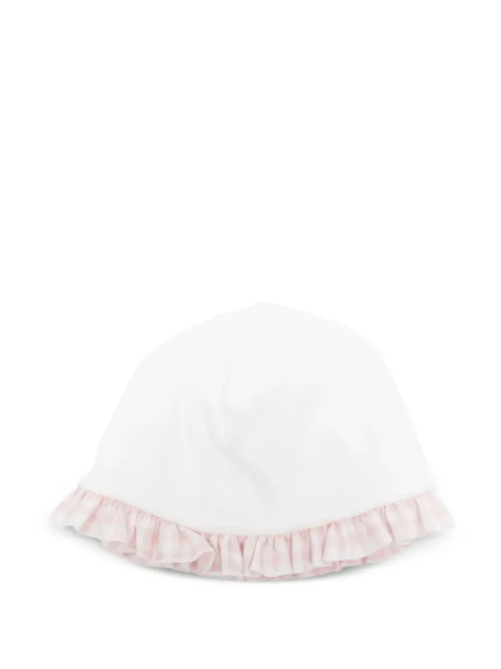 La Stupenderia gingham-trimmed ruffled hat - Wit