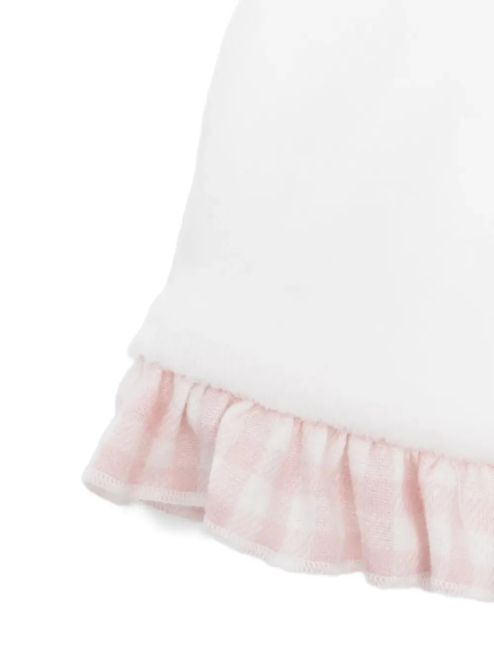 La Stupenderia Gingham-trimmed Ruffled Hat In White