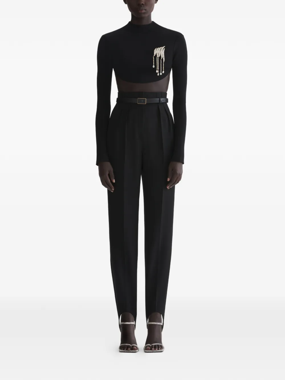Mugler Stirrup geplooide broek - Zwart