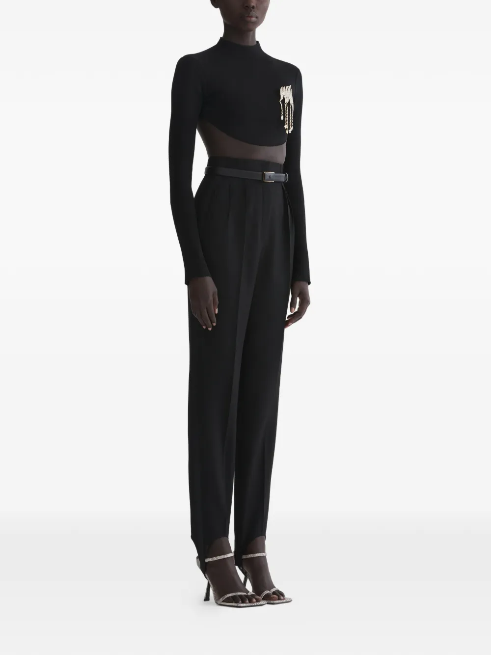  Mugler Stirrup Pleated Trousers - Black 