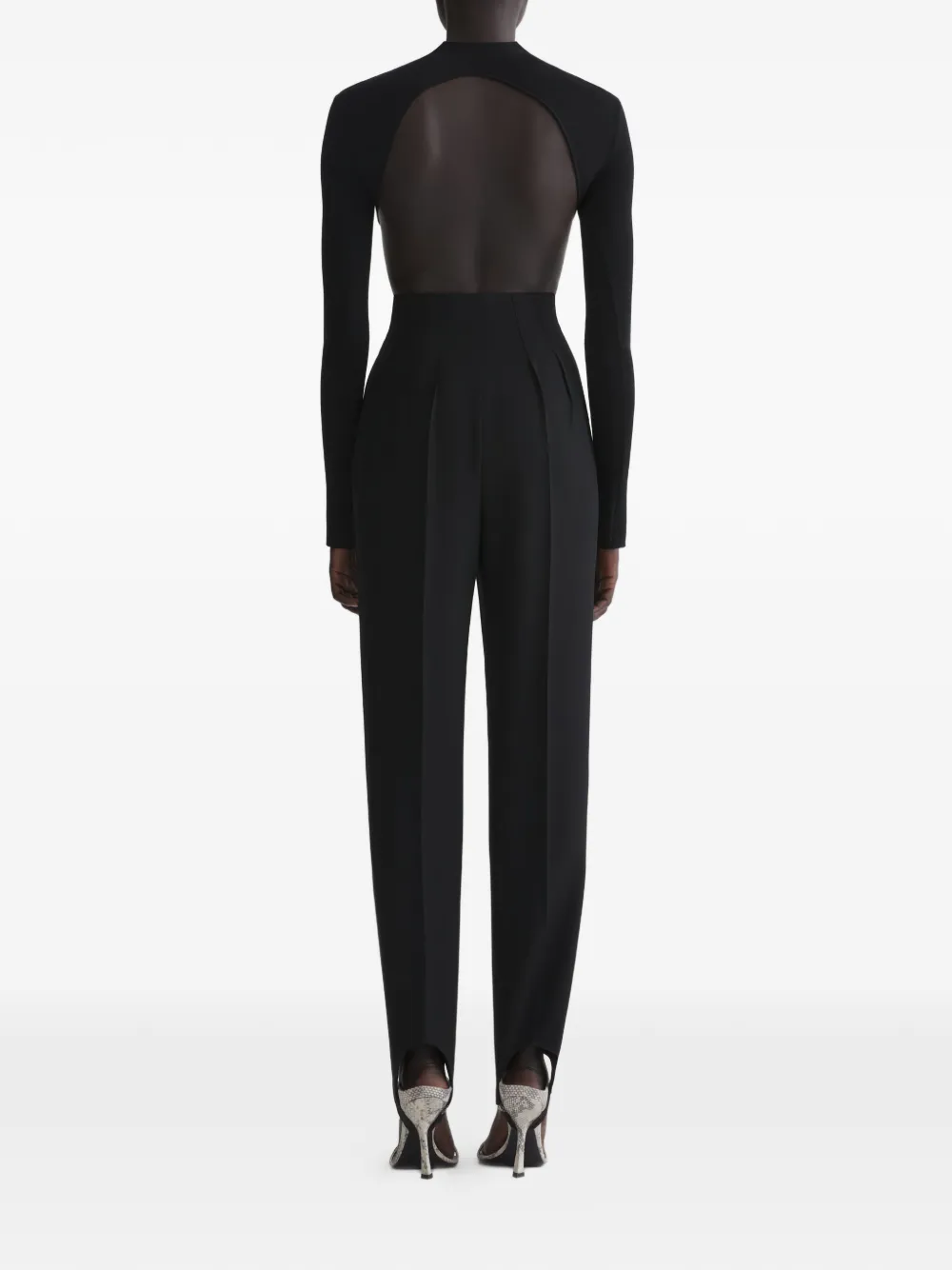 Mugler Stirrup Pleated Trousers in Black, view 4