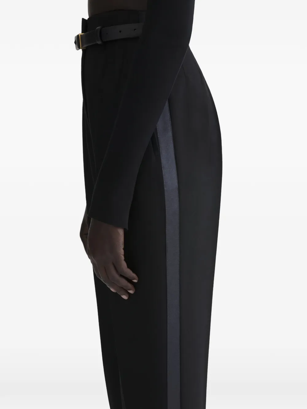 Mugler Stirrup Pleated Trousers in Black, view 5