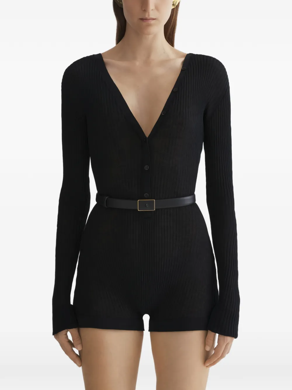 Mugler Top con scollo a V - Nero