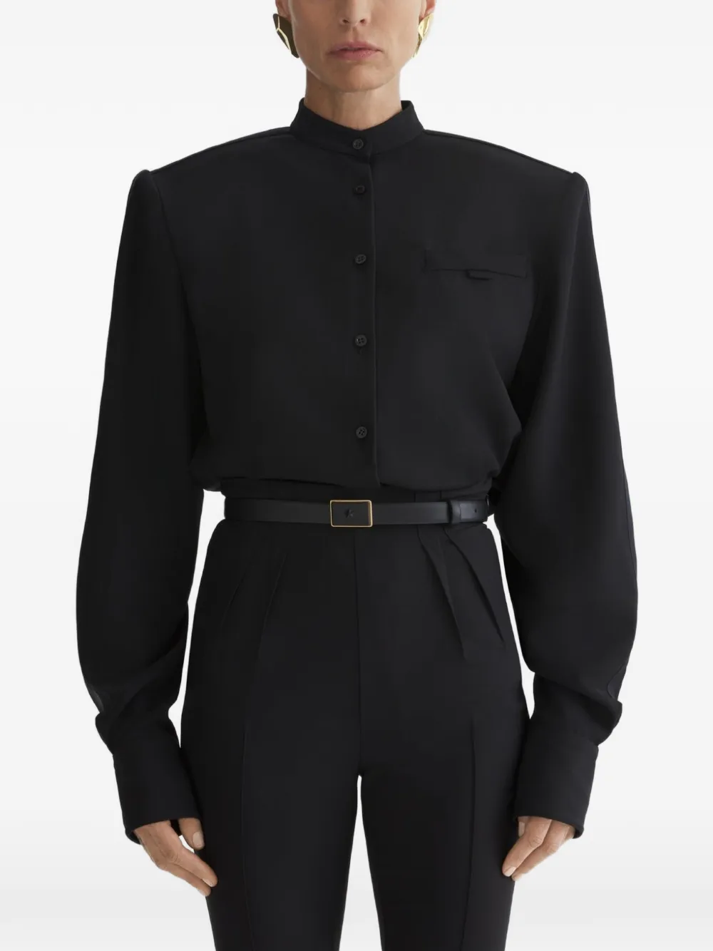 Mugler Top con spalline imbottite - Nero