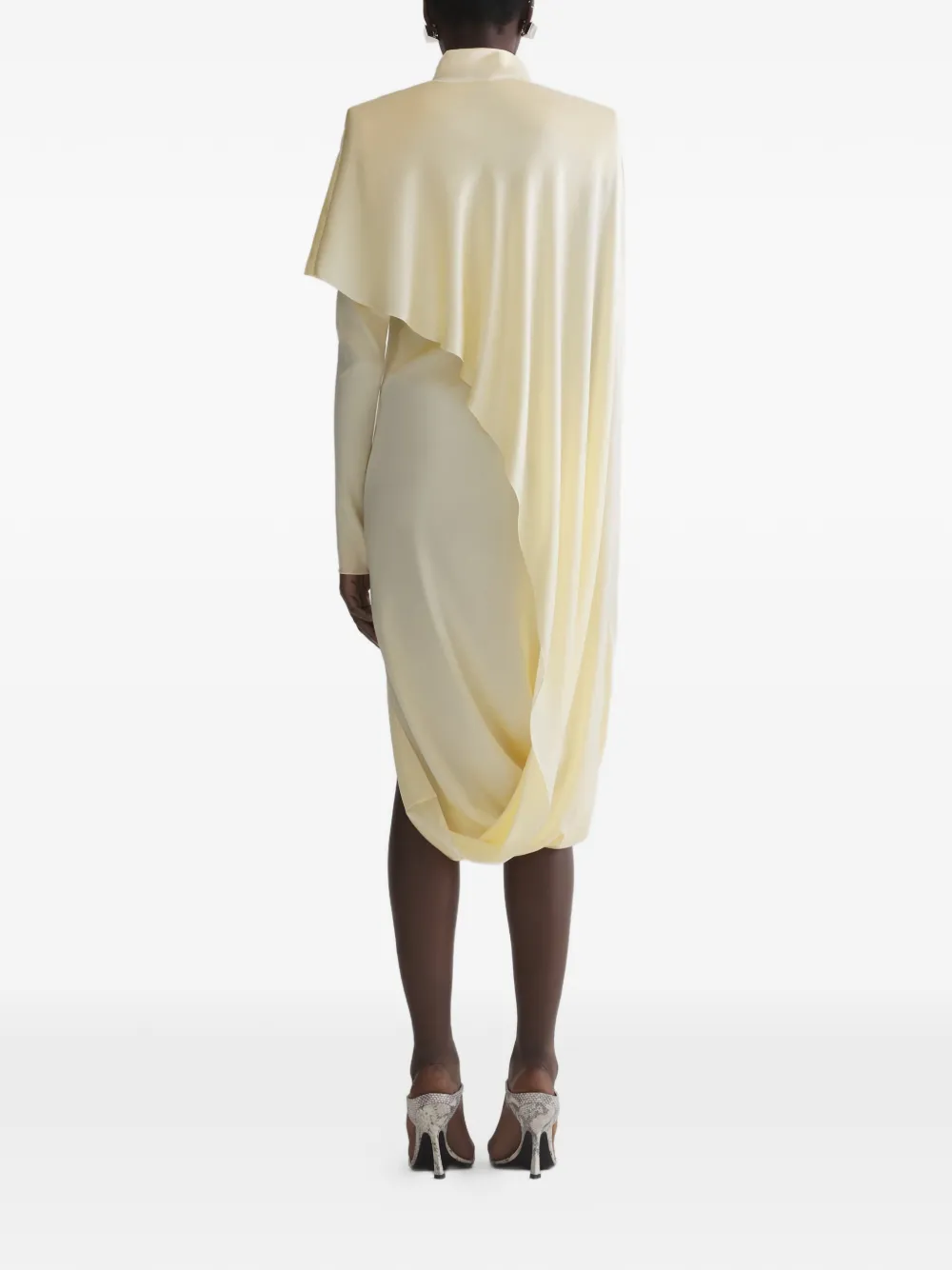  Mugler Draped High-neck Dress - Neutrals 