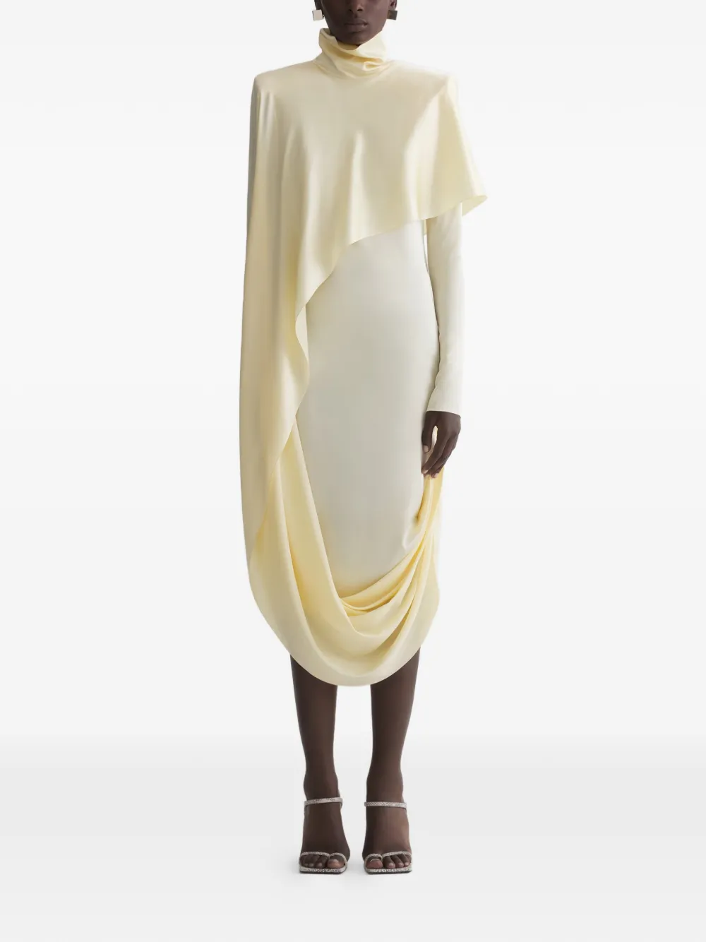  Mugler Draped High-neck Dress - Neutrals 