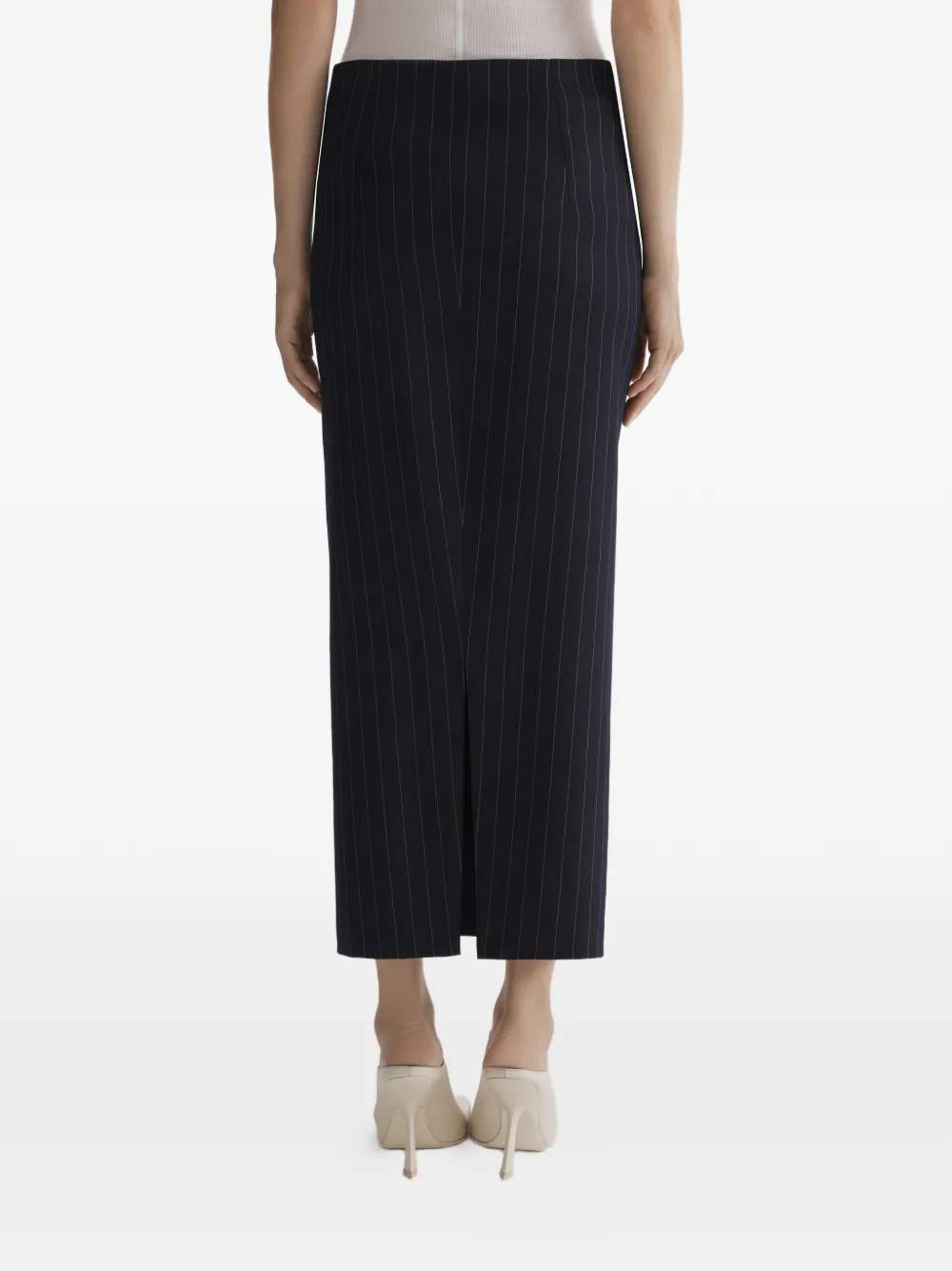 Mugler Rok met krijtstreep en split Zwart
