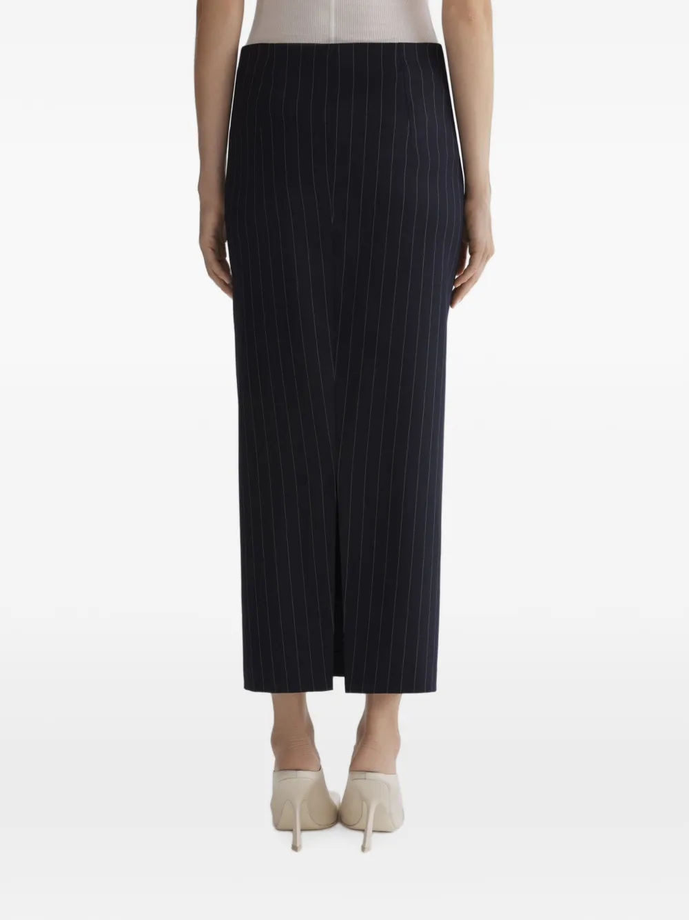 Mugler Pinstripe Stretch Tube Skirt in Black, view 5