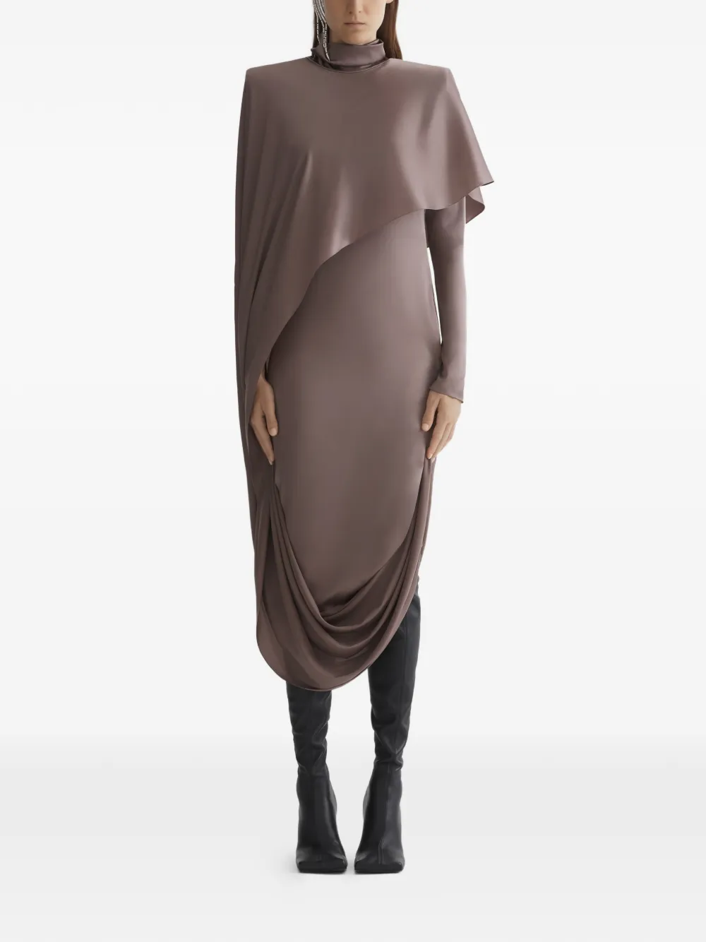 Mugler Abito a collo alto - Marrone