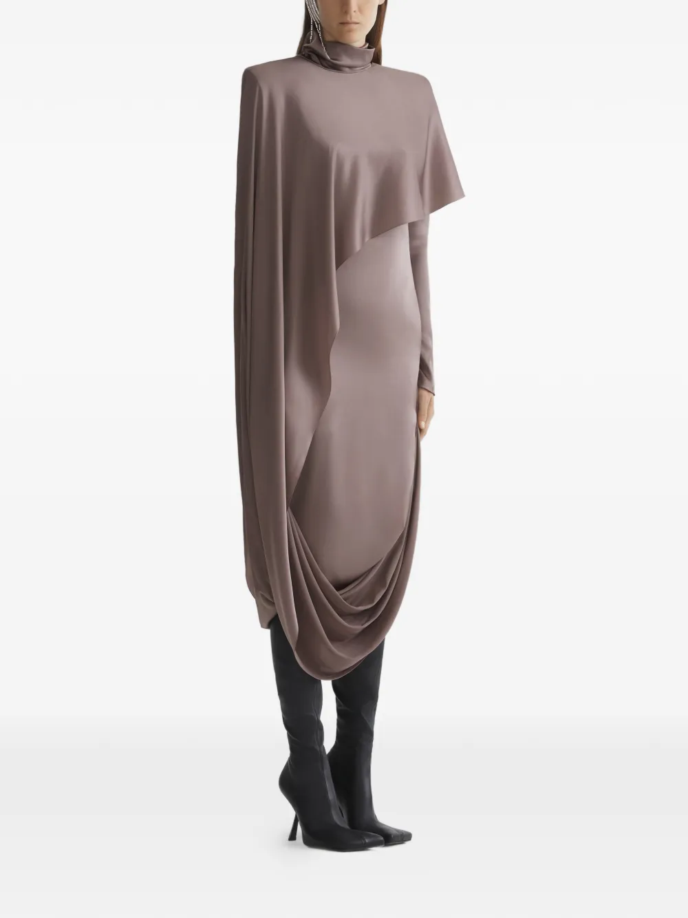 Mugler Gedrapeerde jurk Bruin