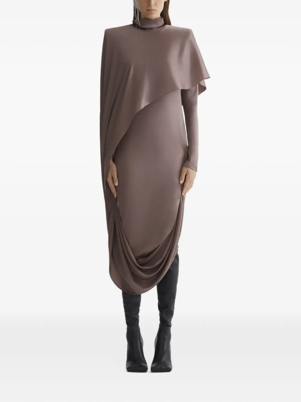 Mugler Abito a collo alto - Marrone