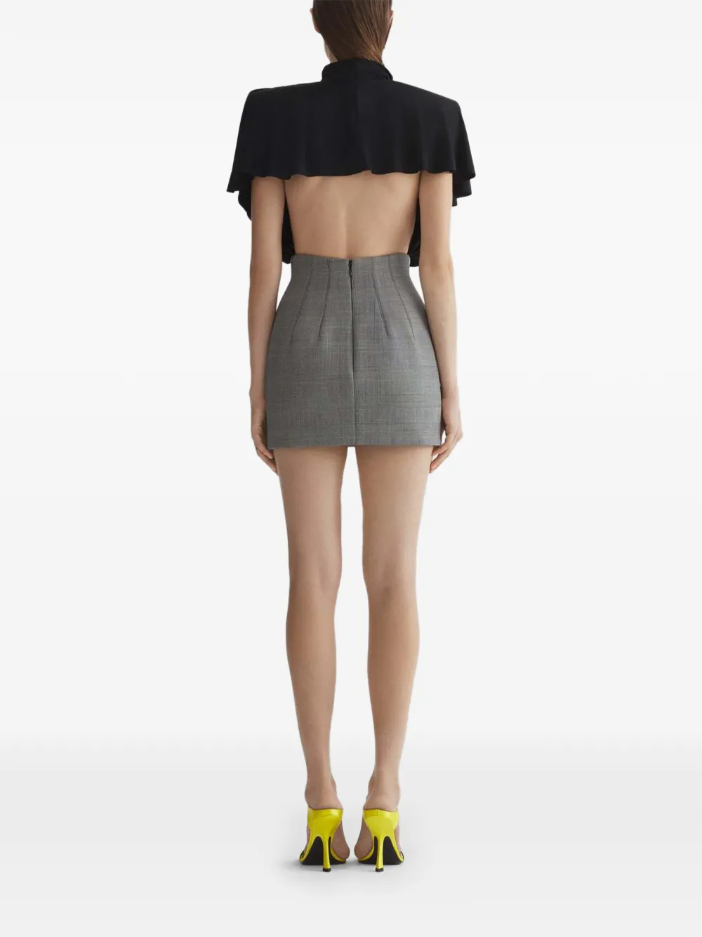  Mugler Draped Collarless Top - Black 