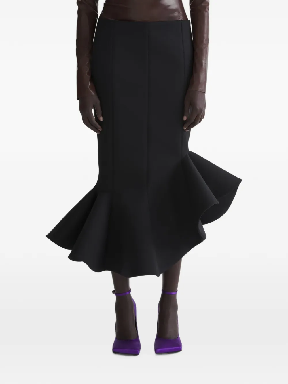 Mugler Gonna con ruches - Nero